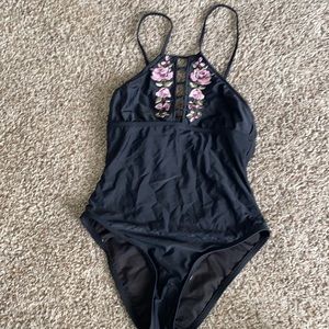 Black one piece swim suit